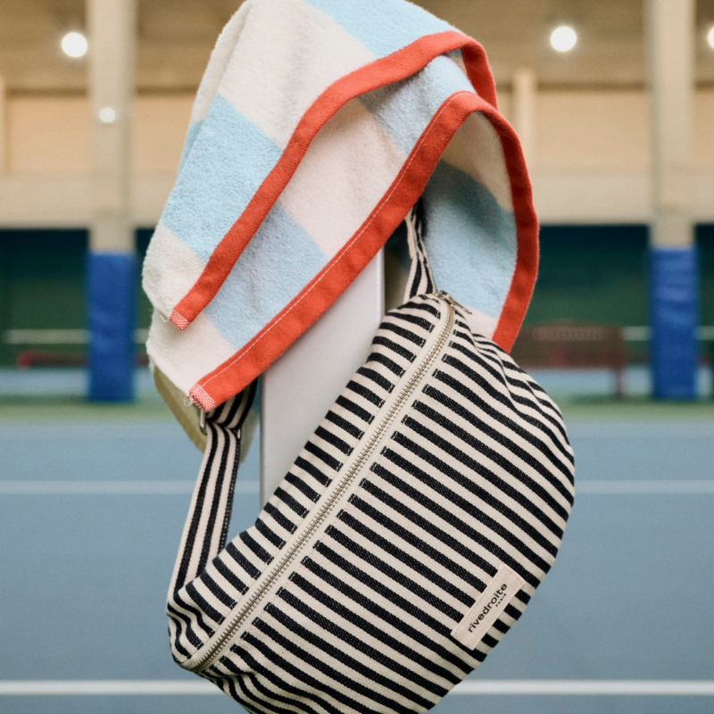 Le sac banane - Custine - Coton recyclé Rayé Noir