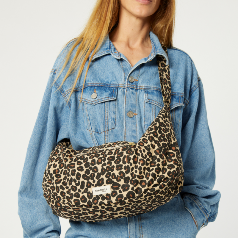 Le sac Crossbody - Charlot - Coton recyclé Léopard Beige