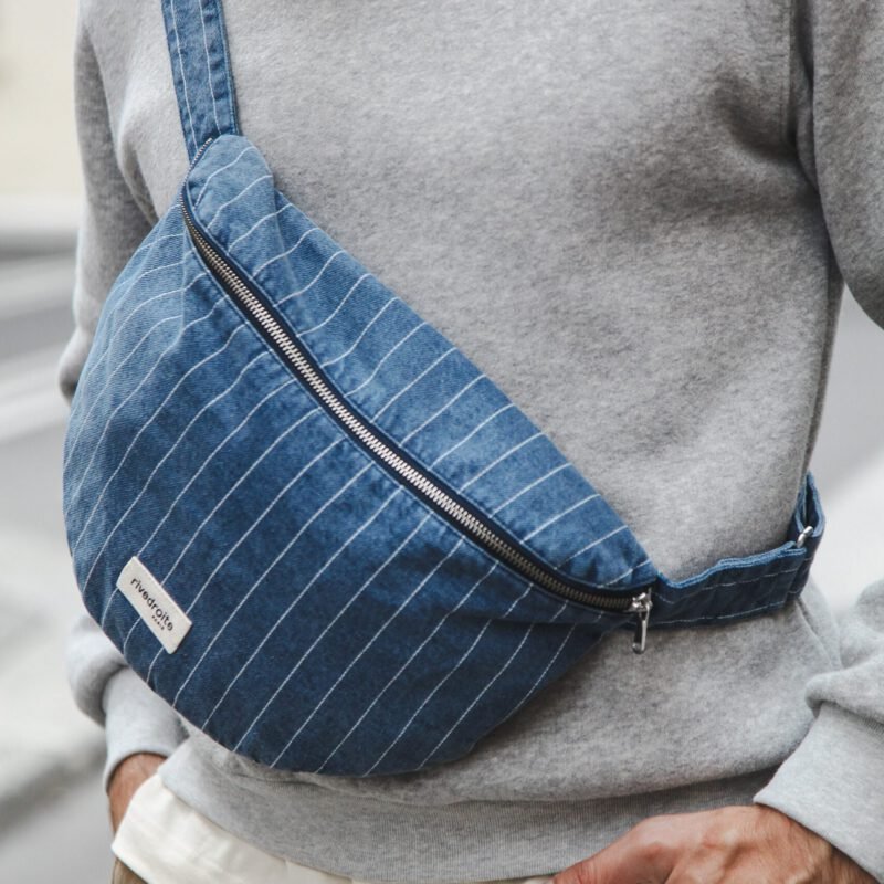 XL le sac banane - Custine - Denim Bleu Rayé