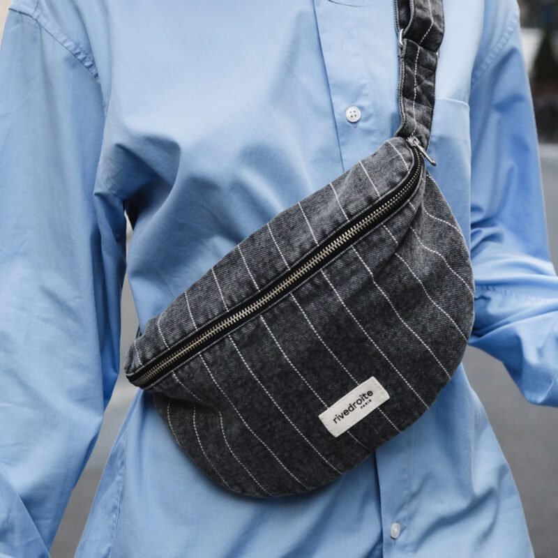 Le sac banane - Custine - Denim Noir Rayé
