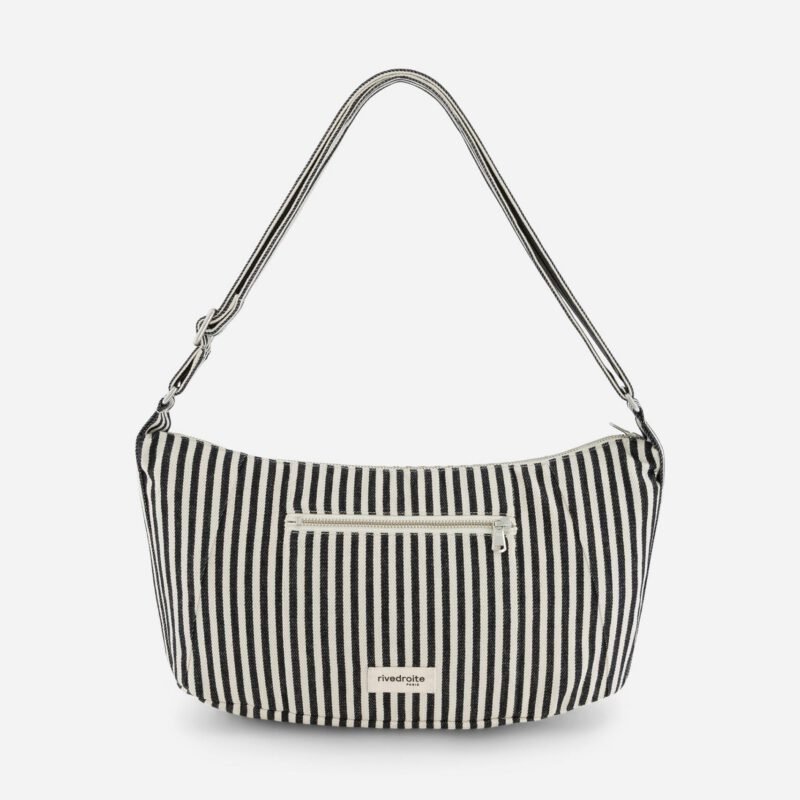 Charlot le sac crossbody - Mini - Coton recyclé Rayé Noir