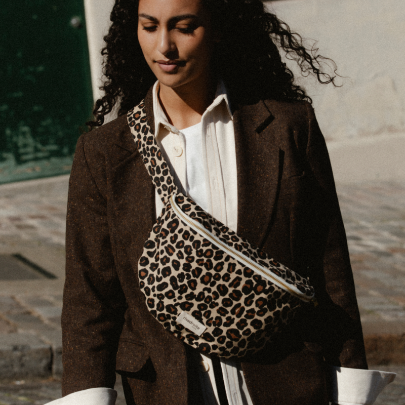 XL le sac banane - Custine - Coton recyclé Léopard Beige