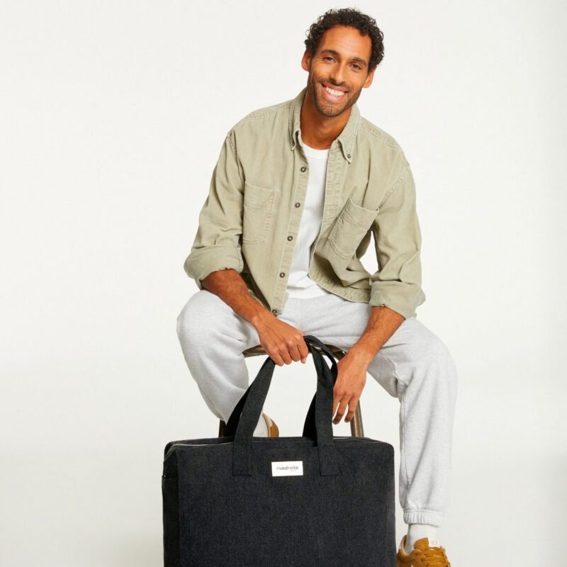 Le grand sac weekend - Elzévir - Coton recyclé noir