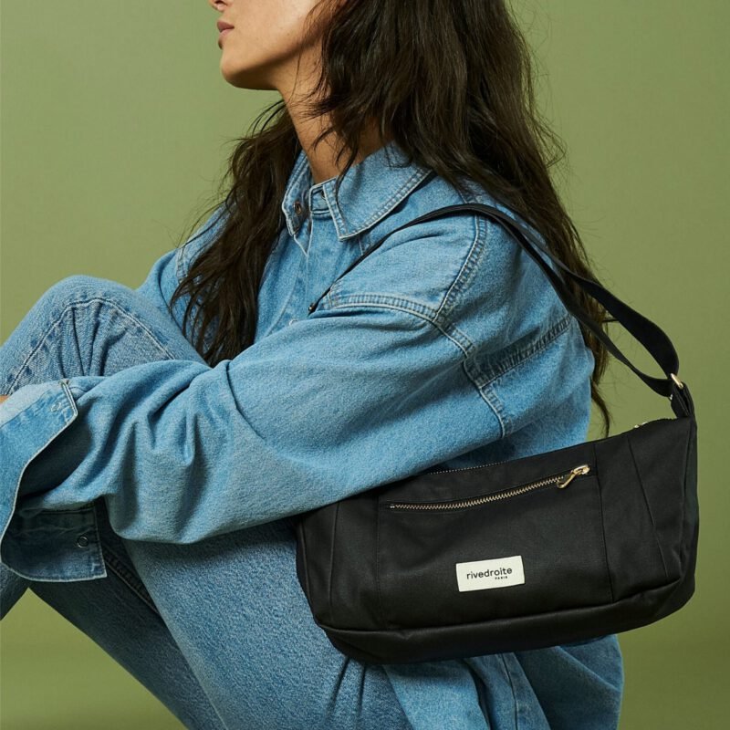 XS le sac à main - Charlot - Coton recyclé ciré Noir