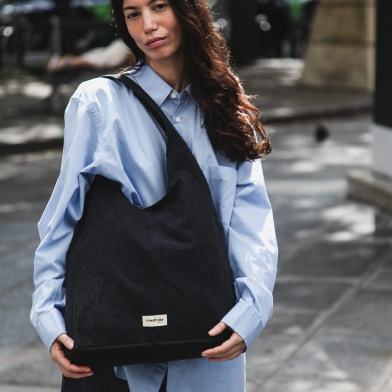 Le sac hobo - Richelieu - Polycoton Recyclé Noir