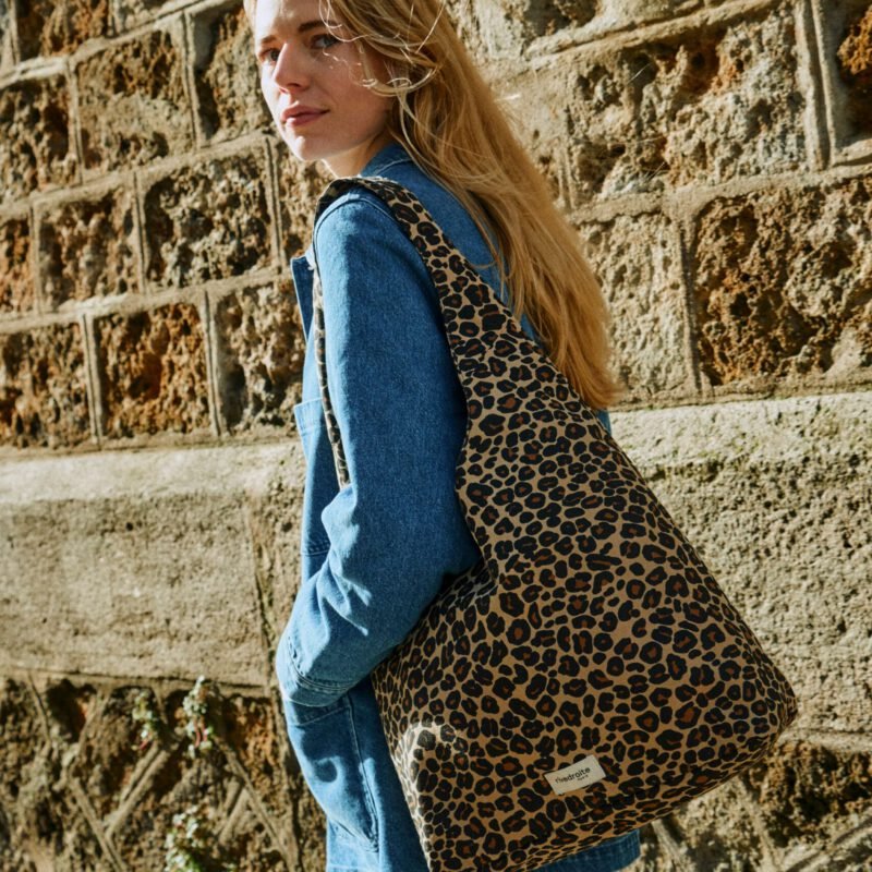 Le sac hobo - Richelieu - Polycoton Recyclé Léopard Beige