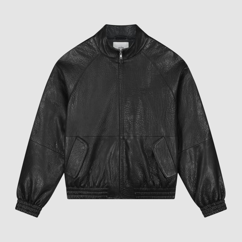 Arte Antwerp — Veste Cuir Col Montant - Noir