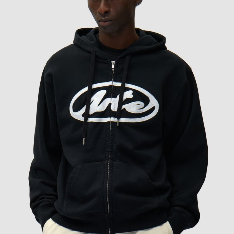 Hoodie Zippé Logo Cercle - Noir