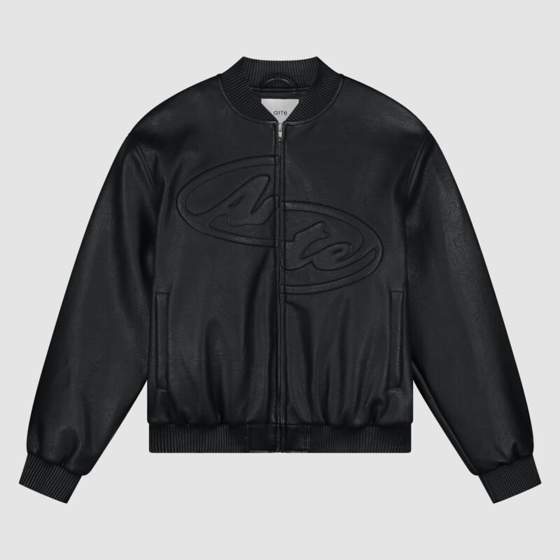Veste Cuir Demi Logo - Noir