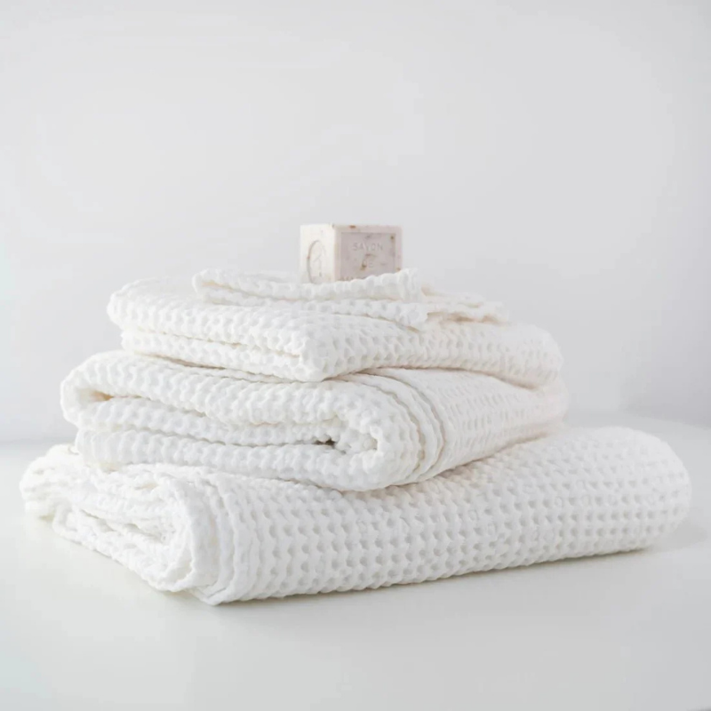 Gaufrée de Bain - Serviette Premium - Blanc